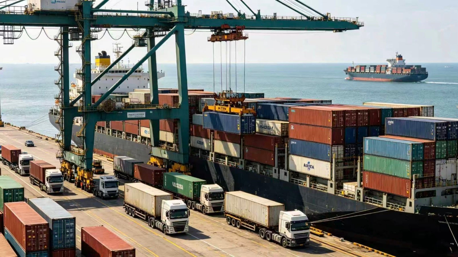Container vessel operations at a major export port in China